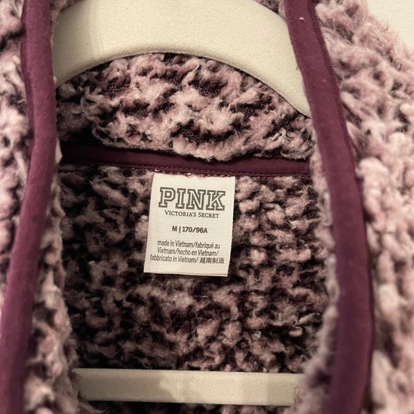 Victoria’s Secret PINK Sherpa Full-Zip in Purple/White. Size M. - Picture 5 of 6